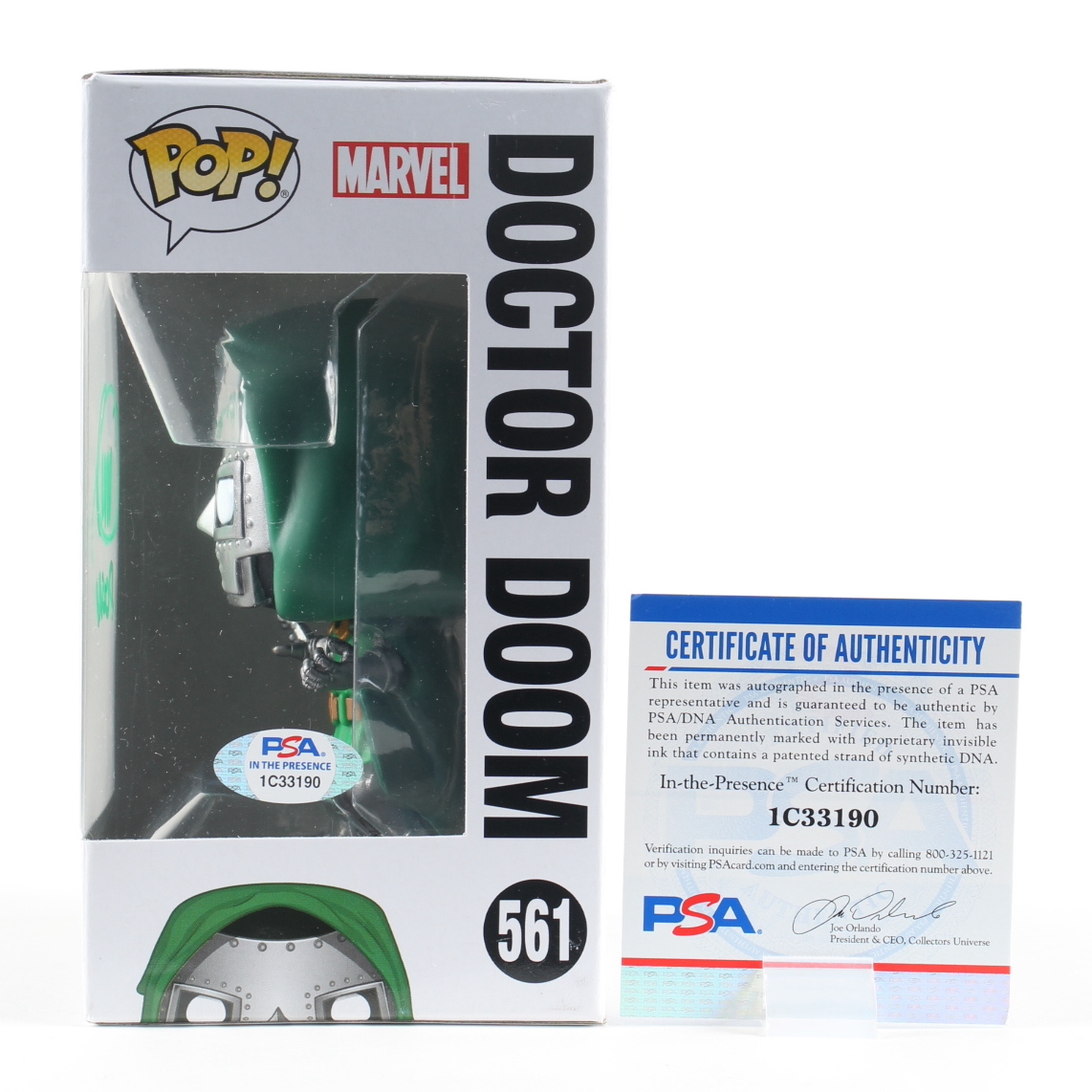 Charlie Adler Signed "Fantastic Four" #561 Doctor Doom Funko Pop! Vinyl Figure Inscribed "Doom" (PSA) at PristineAuction.com Charlie Adler Signed "Fantastic Four" #561 Doctor Doom Funko Pop! Vinyl Figure Inscribed "Doom" (PSA) at PristineAuction.com