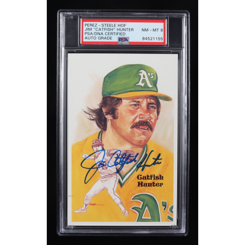 Catfish Hunter Signed LE Hall of Fame PerezSteele Galleries Postcard (PSA) Pristine Auction