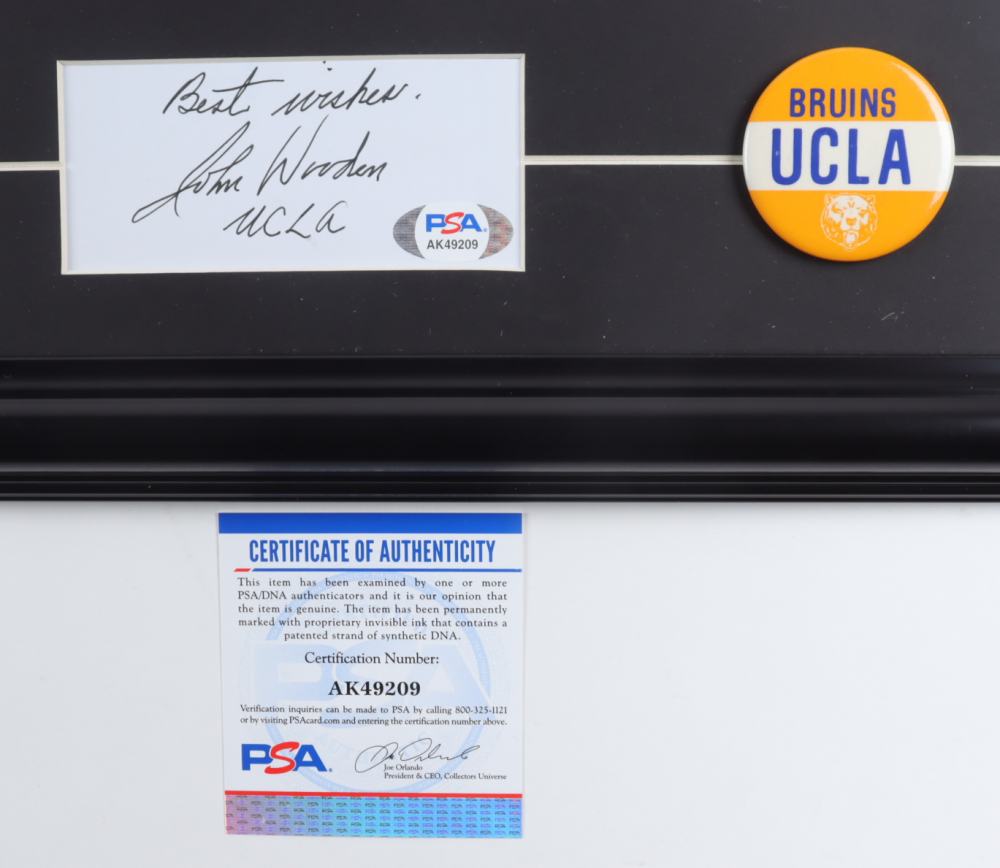 John Wooden Signed 17x19 Custom Framed Cut Display Inscribed "Best