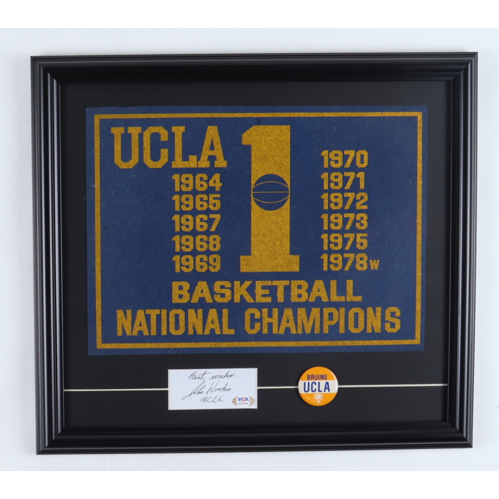 John Wooden Signed 17x19 Custom Framed Cut Display Inscribed "Best