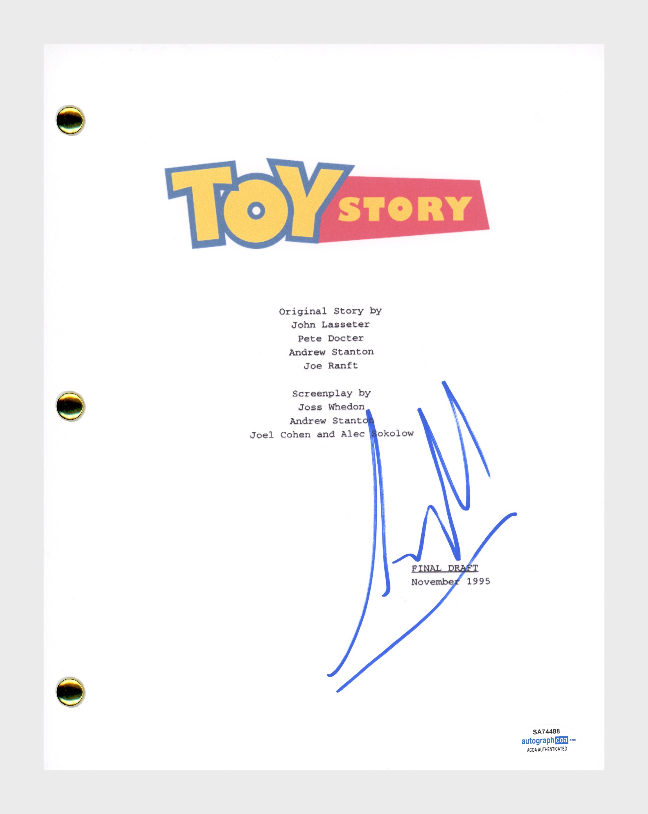 Tim Allen Signed "Toy Story" Movie Script (AutographCOA) at PristineAuction.com Tim Allen Signed "Toy Story" Movie Script (AutographCOA) at PristineAuction.com