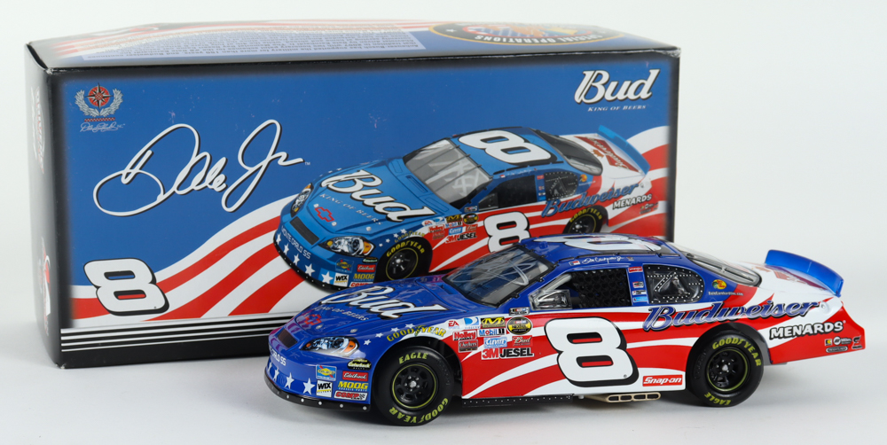 Dale Earnhardt Jr. Signed NASCAR #8 Budweiser Stars & Stripes 2007 Monte Carlo SS - 1:24 Premium Action Diecast Car (Dale Jr. & PA) at PristineAuction.com Dale Earnhardt Jr. Signed NASCAR #8 Budweiser Stars & Stripes 2007 Monte Carlo SS - 1:24 Premium Action Diecast Car (Dale Jr. & PA) at PristineAuction.com