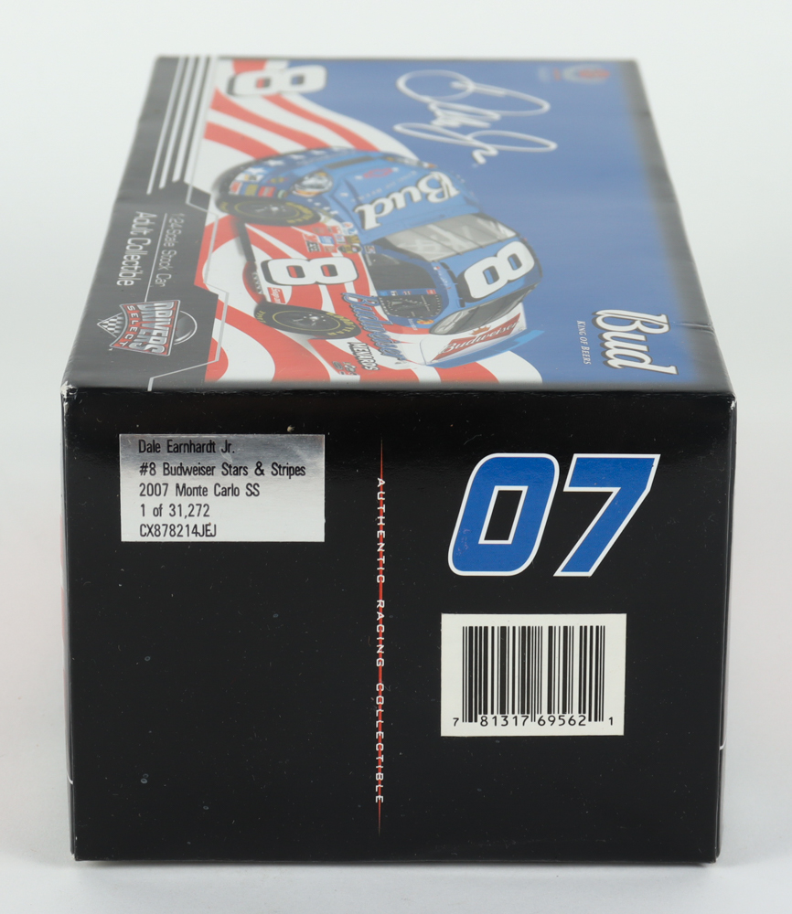 Dale Earnhardt Jr. Signed NASCAR #8 Budweiser Stars & Stripes 2007 Monte Carlo SS - 1:24 Premium Action Diecast Car (Dale Jr. & PA) at PristineAuction.com Dale Earnhardt Jr. Signed NASCAR #8 Budweiser Stars & Stripes 2007 Monte Carlo SS - 1:24 Premium Action Diecast Car (Dale Jr. & PA) at PristineAuction.com