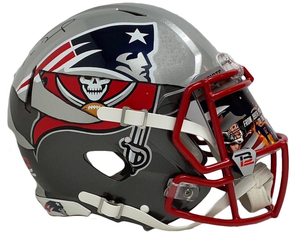 Tom Brady Signed LE Buccaneers / Patriots Full-Size Authentic On-Field Custom Speed Helmet with Custom Visor (Fanatics) at PristineAuction.com Tom Brady Signed LE Buccaneers / Patriots Full-Size Authentic On-Field Custom Speed Helmet with Custom Visor (Fanatics) at PristineAuction.com