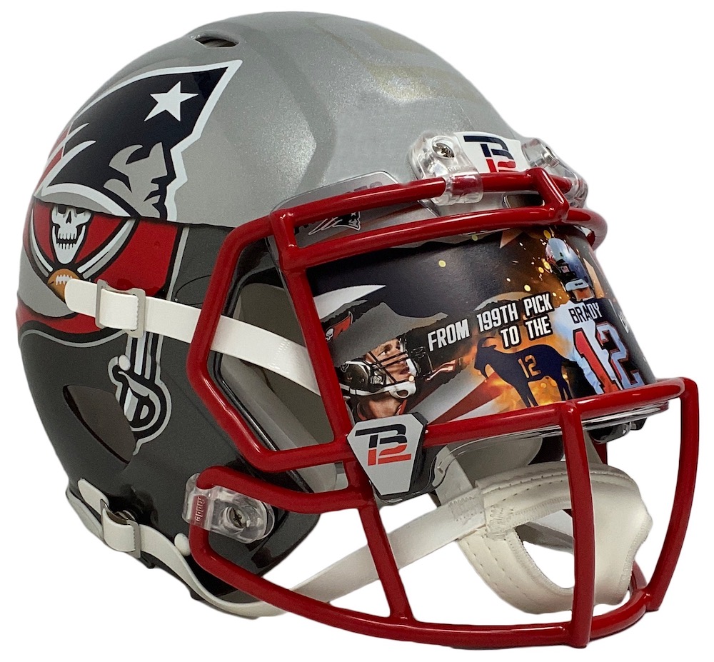 Tom Brady Signed LE Buccaneers / Patriots Full-Size Authentic On-Field Custom Speed Helmet with Custom Visor (Fanatics) at PristineAuction.com Tom Brady Signed LE Buccaneers / Patriots Full-Size Authentic On-Field Custom Speed Helmet with Custom Visor (Fanatics) at PristineAuction.com