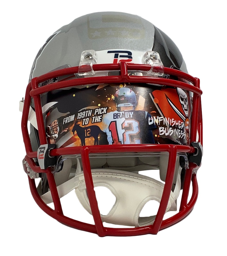 Tom Brady Signed LE Buccaneers / Patriots Full-Size Authentic On-Field Custom Speed Helmet with Custom Visor (Fanatics) at PristineAuction.com Tom Brady Signed LE Buccaneers / Patriots Full-Size Authentic On-Field Custom Speed Helmet with Custom Visor (Fanatics) at PristineAuction.com
