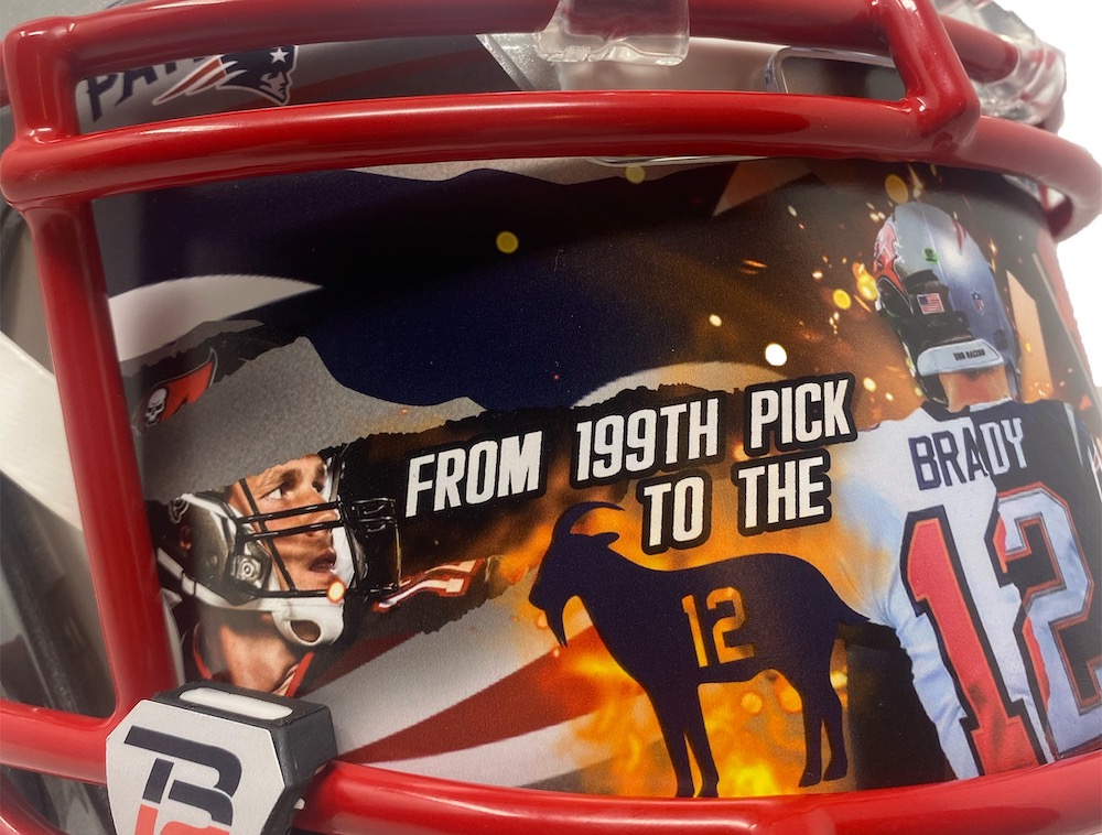 Tom Brady Signed LE Buccaneers / Patriots Full-Size Authentic On-Field Custom Speed Helmet with Custom Visor (Fanatics) at PristineAuction.com Tom Brady Signed LE Buccaneers / Patriots Full-Size Authentic On-Field Custom Speed Helmet with Custom Visor (Fanatics) at PristineAuction.com