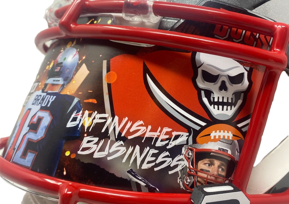 Tom Brady Signed LE Buccaneers / Patriots Full-Size Authentic On-Field Custom Speed Helmet with Custom Visor (Fanatics) at PristineAuction.com Tom Brady Signed LE Buccaneers / Patriots Full-Size Authentic On-Field Custom Speed Helmet with Custom Visor (Fanatics) at PristineAuction.com