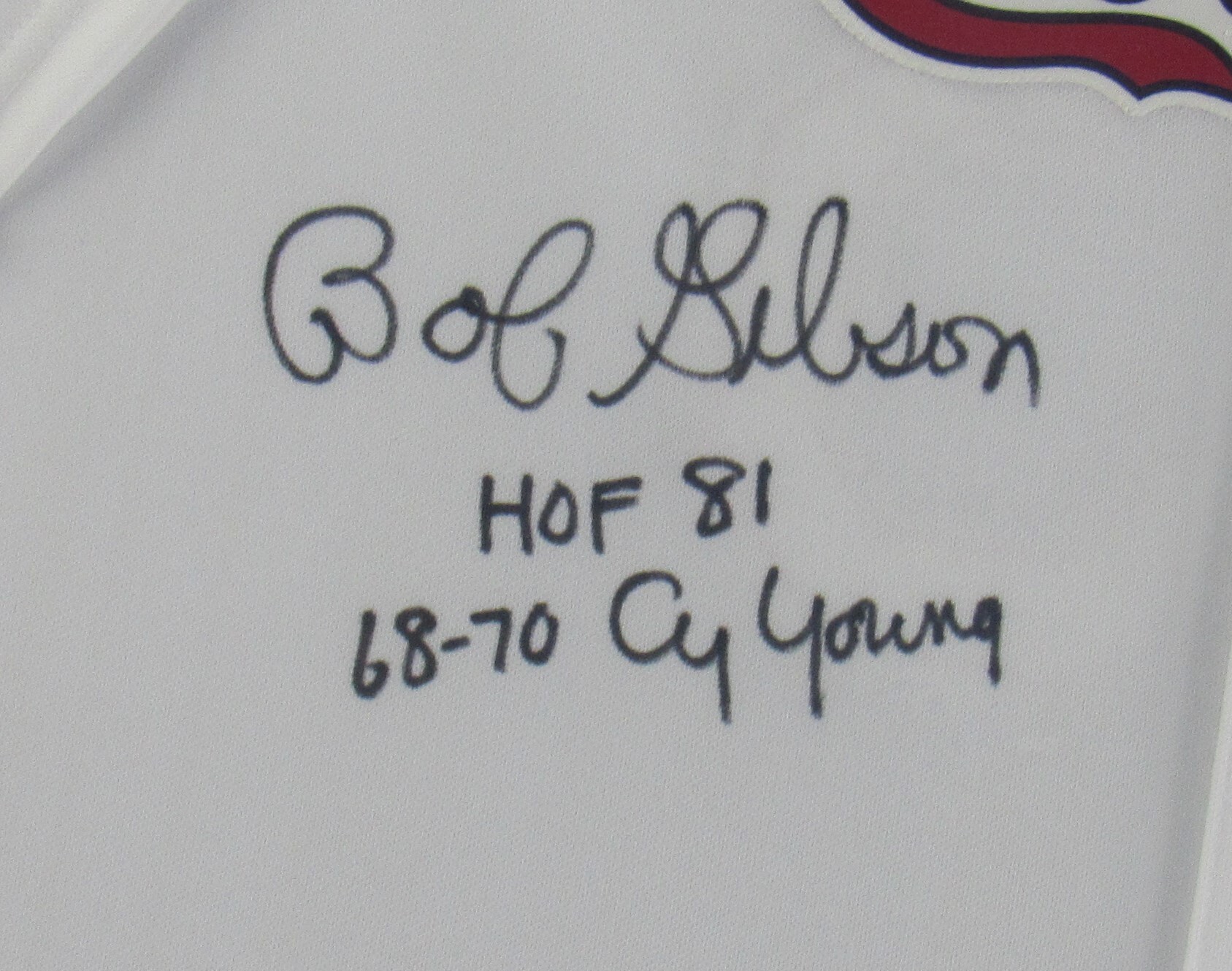 Bob Gibson Signed 33x41 Custom Framed Jersey Display Inscribed "HOF 81" & "68-70 Cy Young" (JSA) at PristineAuction.com Bob Gibson Signed 33x41 Custom Framed Jersey Display Inscribed "HOF 81" & "68-70 Cy Young" (JSA) at PristineAuction.com