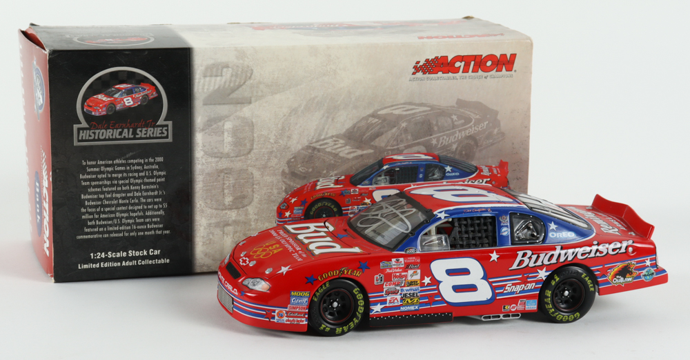 Dale Earnhardt Jr. Signed NASCAR #8 Budweiser / U.S. Olympic Team 2000 Monte Carlo - 1:24 Premium Action Diecast Car (Dale Jr. & PA) at PristineAuction.com Dale Earnhardt Jr. Signed NASCAR #8 Budweiser / U.S. Olympic Team 2000 Monte Carlo - 1:24 Premium Action Diecast Car (Dale Jr. & PA) at PristineAuction.com
