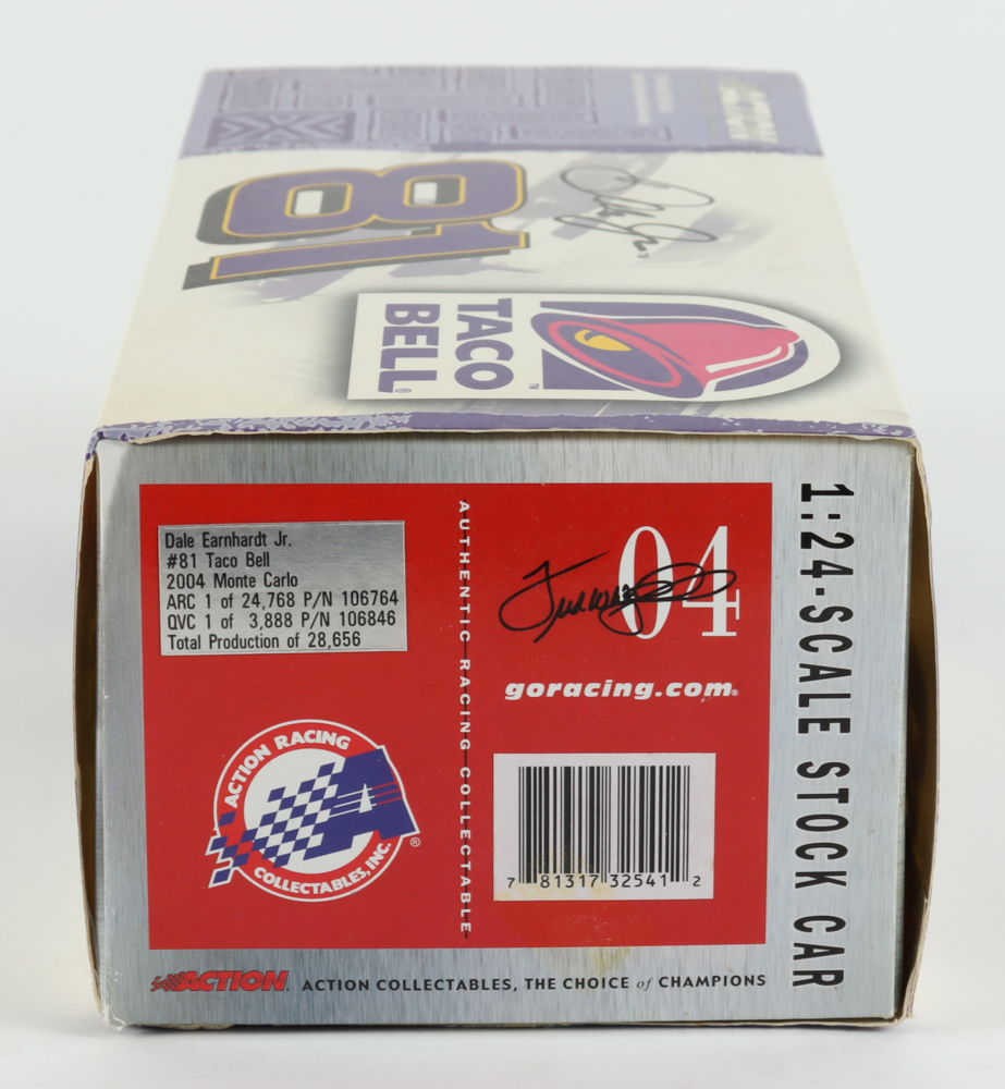 Dale Earnhardt Jr. Signed NASCAR #81 Taco Bell 2004 Monte Carlo - 1:24 Premium Action Diecast Car (Dale Jr. & PA) at PristineAuction.com Dale Earnhardt Jr. Signed NASCAR #81 Taco Bell 2004 Monte Carlo - 1:24 Premium Action Diecast Car (Dale Jr. & PA) at PristineAuction.com
