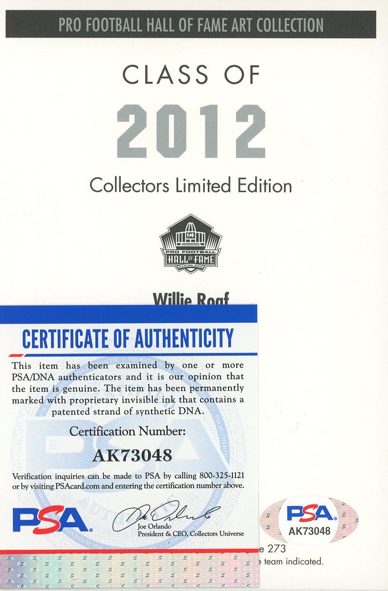 Willie Roaf Signed Saints LE Hall of Fame 4x6 Postcard (PSA) at PristineAuction.com Willie Roaf Signed Saints LE Hall of Fame 4x6 Postcard (PSA) at PristineAuction.com
