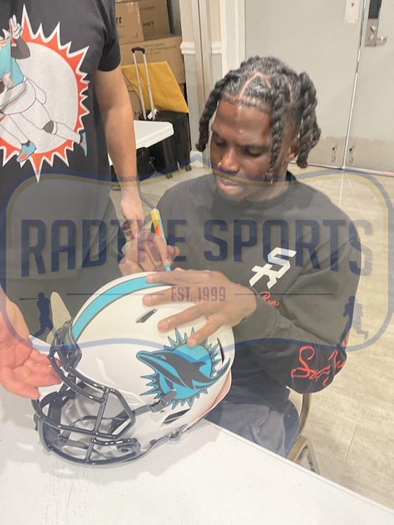 Tyreek Hill Signed Dolphins Full-Size Authentic On-Field Lunar Eclipse Alternate Speed Helmet (Radtke) at PristineAuction.com Tyreek Hill Signed Dolphins Full-Size Authentic On-Field Lunar Eclipse Alternate Speed Helmet (Radtke) at PristineAuction.com
