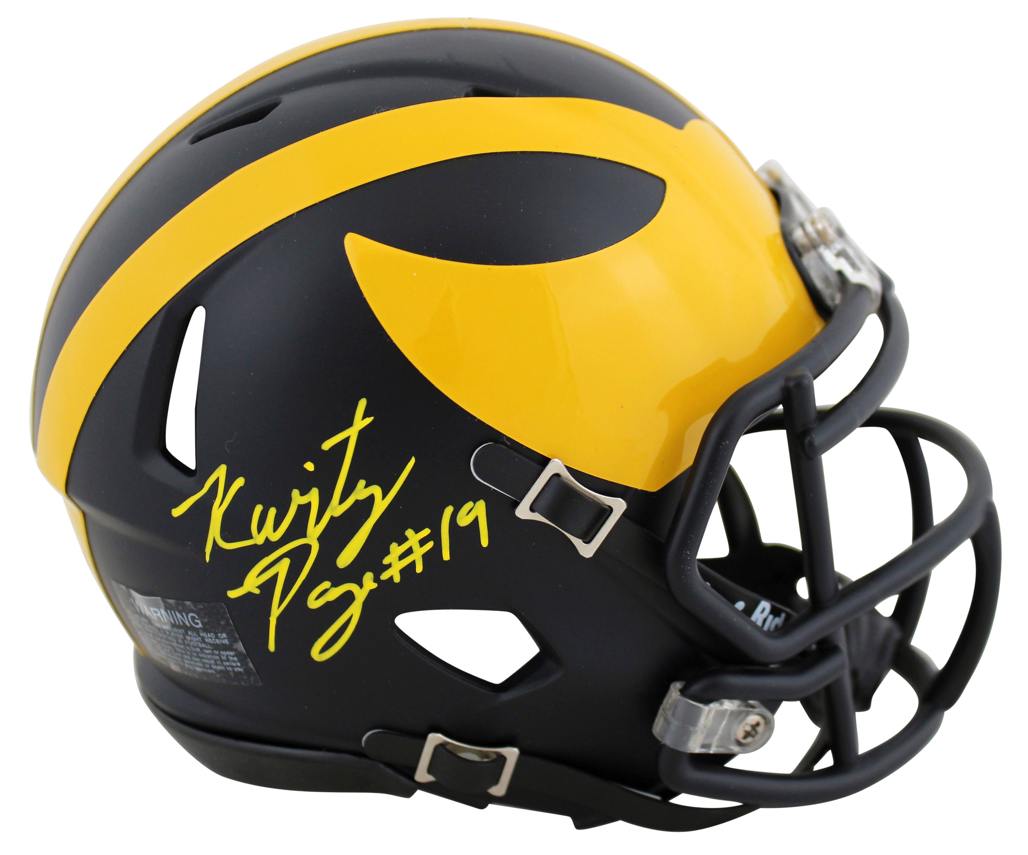 Kwity Paye Signed Michigan Wolverines Speed Mini Helmet (Beckett) at PristineAuction.com Kwity Paye Signed Michigan Wolverines Speed Mini Helmet (Beckett) at PristineAuction.com