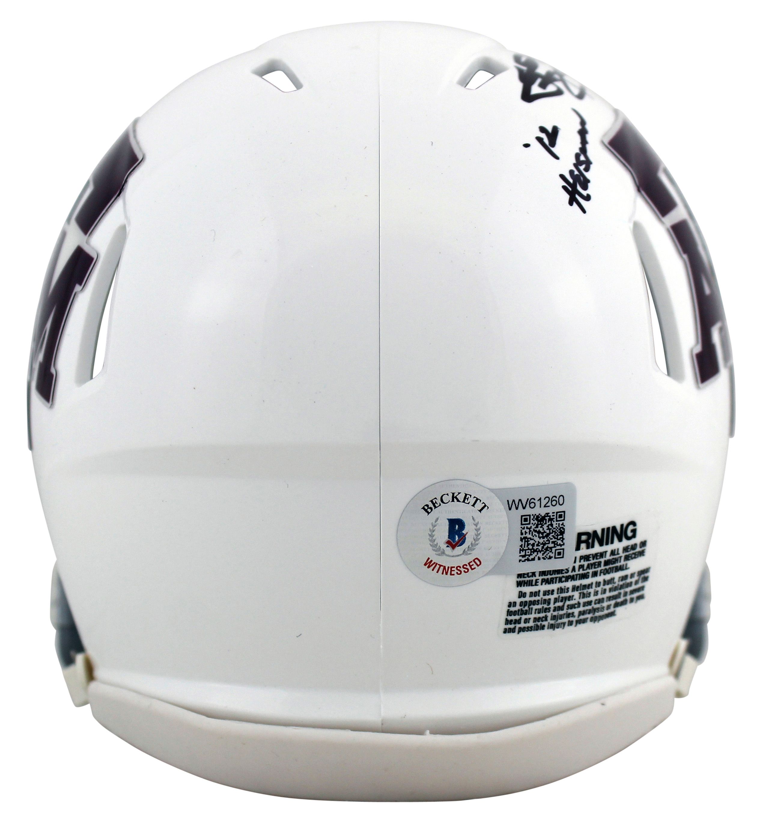 Johnny Manziel Signed Texas A&M Aggies Speed Mini Helmet Inscribed "12 Heisman" (Beckett) at PristineAuction.com Johnny Manziel Signed Texas A&M Aggies Speed Mini Helmet Inscribed "12 Heisman" (Beckett) at PristineAuction.com