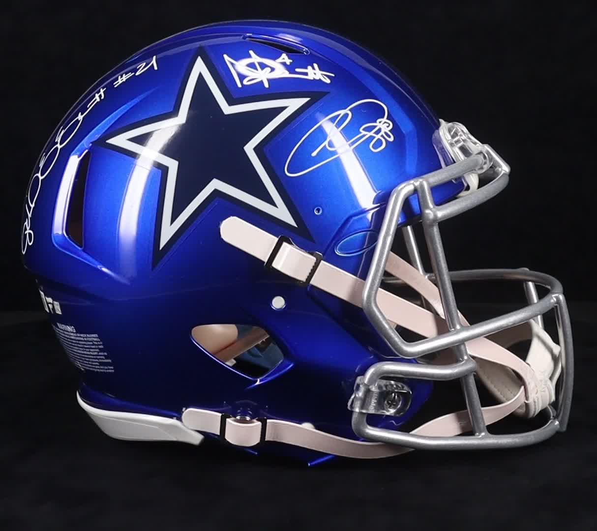Dak Precott, Ezekiel Elliot & CeeDee Lamb Signed Cowboys Full-Size Authentic On-Field Flash Alternate Speed Helmet (Fanatics & Beckett) at PristineAuction.com