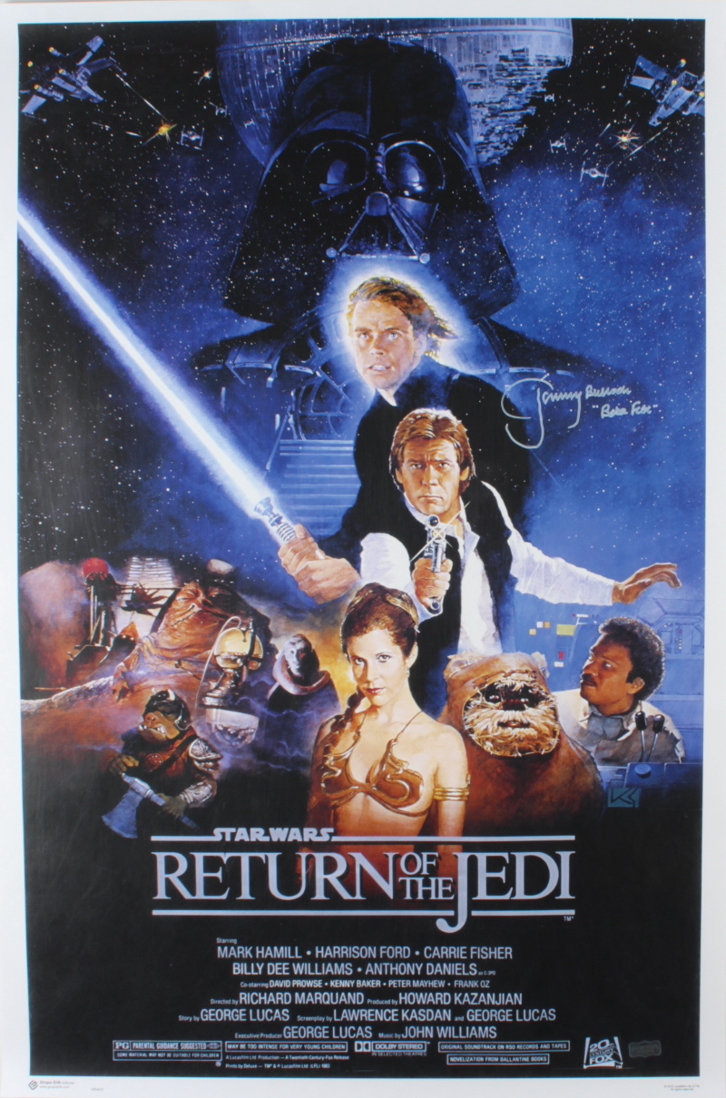 Jeremy Bulloch Signed "Star Wars: Return of the Jedi" 24x36 Poster Inscribed "Boba Fett" (Radtke) at PristineAuction.com Jeremy Bulloch Signed "Star Wars: Return of the Jedi" 24x36 Poster Inscribed "Boba Fett" (Radtke) at PristineAuction.com