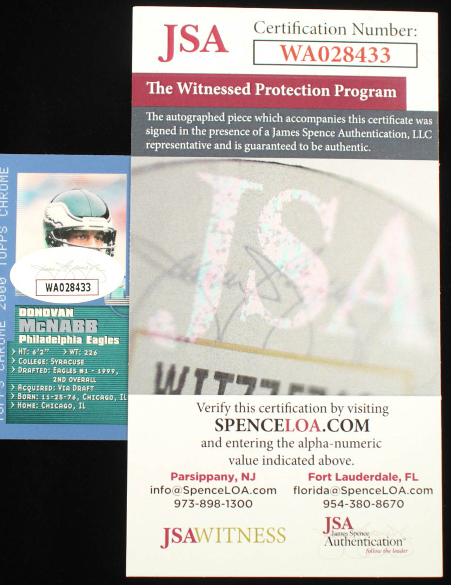 Donovan McNabb Signed 2000 Topps Chrome #55 (JSA) at PristineAuction.com Donovan McNabb Signed 2000 Topps Chrome #55 (JSA) at PristineAuction.com