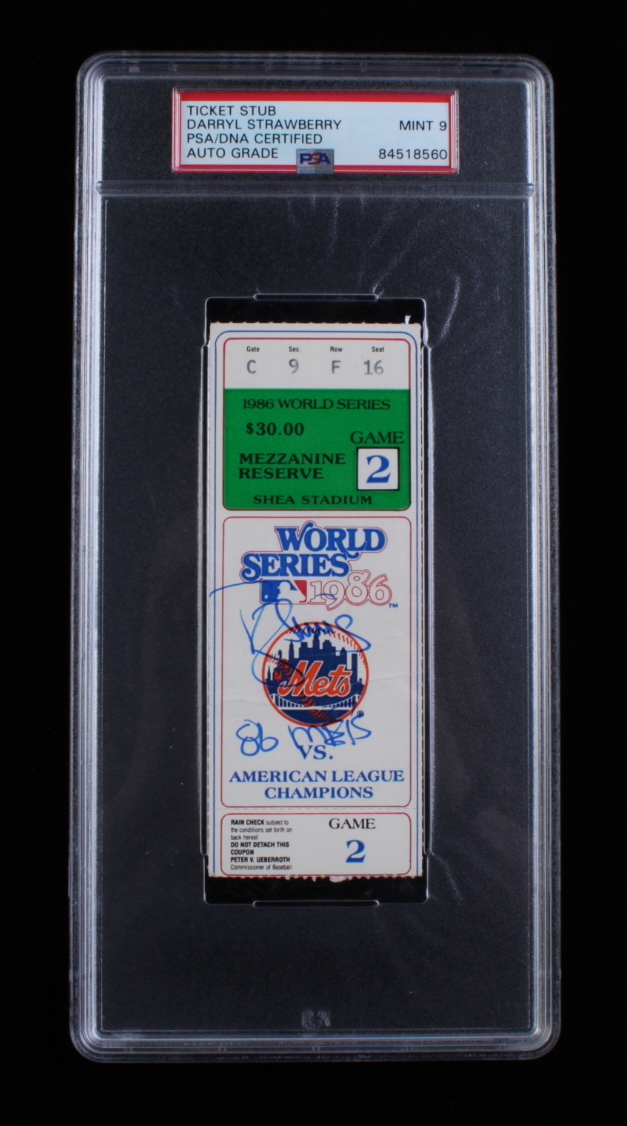 Darryl Strawberry Signed 1986 World Series Game 2 Ticket Stub Inscribed "86 Mets" (PSA) at PristineAuction.com Darryl Strawberry Signed 1986 World Series Game 2 Ticket Stub Inscribed "86 Mets" (PSA) at PristineAuction.com