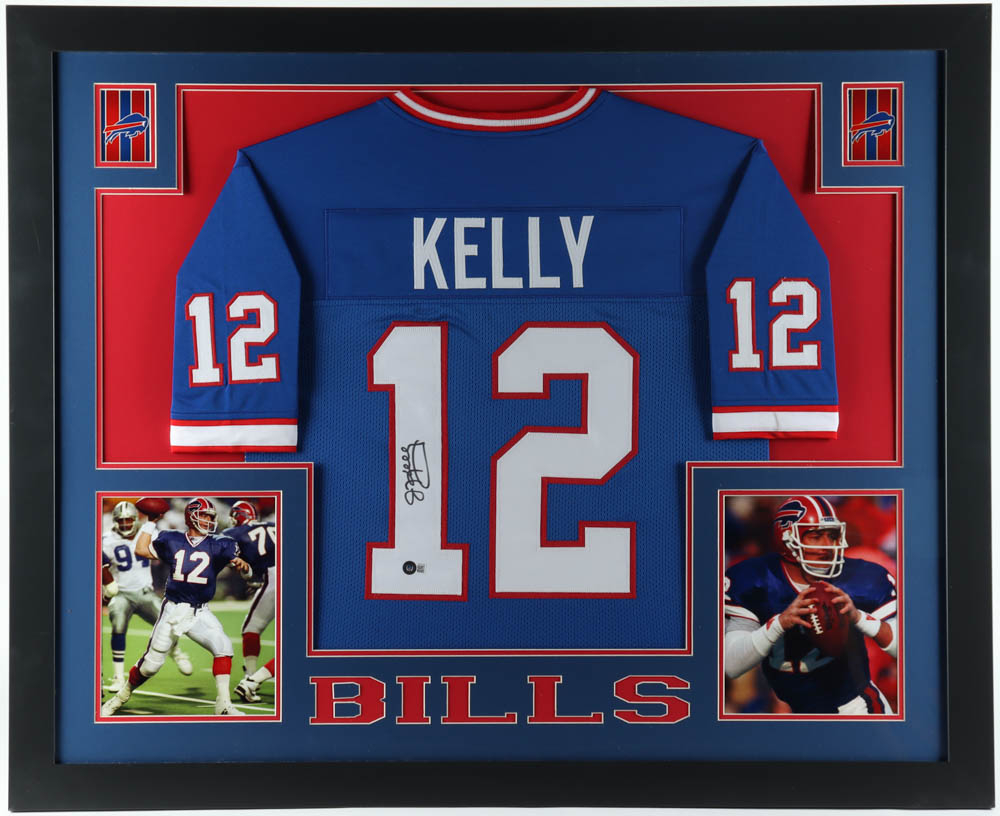 Jim Kelly Signed 35x43 Custom Framed Jersey Display (Beckett) at PristineAuction.com Jim Kelly Signed 35x43 Custom Framed Jersey Display (Beckett) at PristineAuction.com