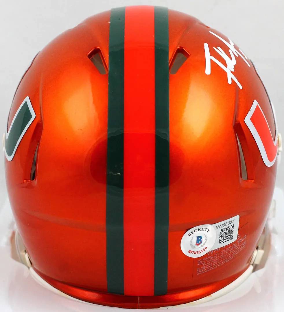 Frank Gore Signed Miami Hurricanes Flash Alternate Speed Mini Helmet (Beckett) at PristineAuction.com Frank Gore Signed Miami Hurricanes Flash Alternate Speed Mini Helmet (Beckett) at PristineAuction.com