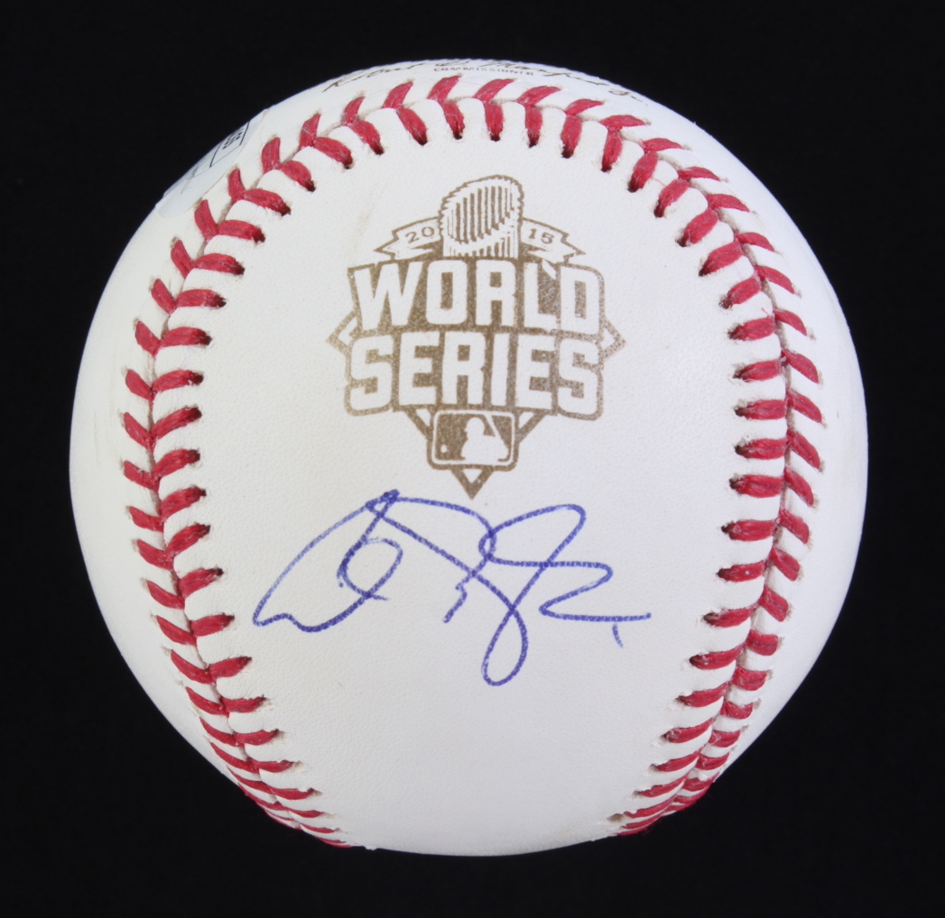 Alex Gordon Signed 2015 World Series Logo Baseball (JSA) at PristineAuction.com Alex Gordon Signed 2015 World Series Logo Baseball (JSA) at PristineAuction.com