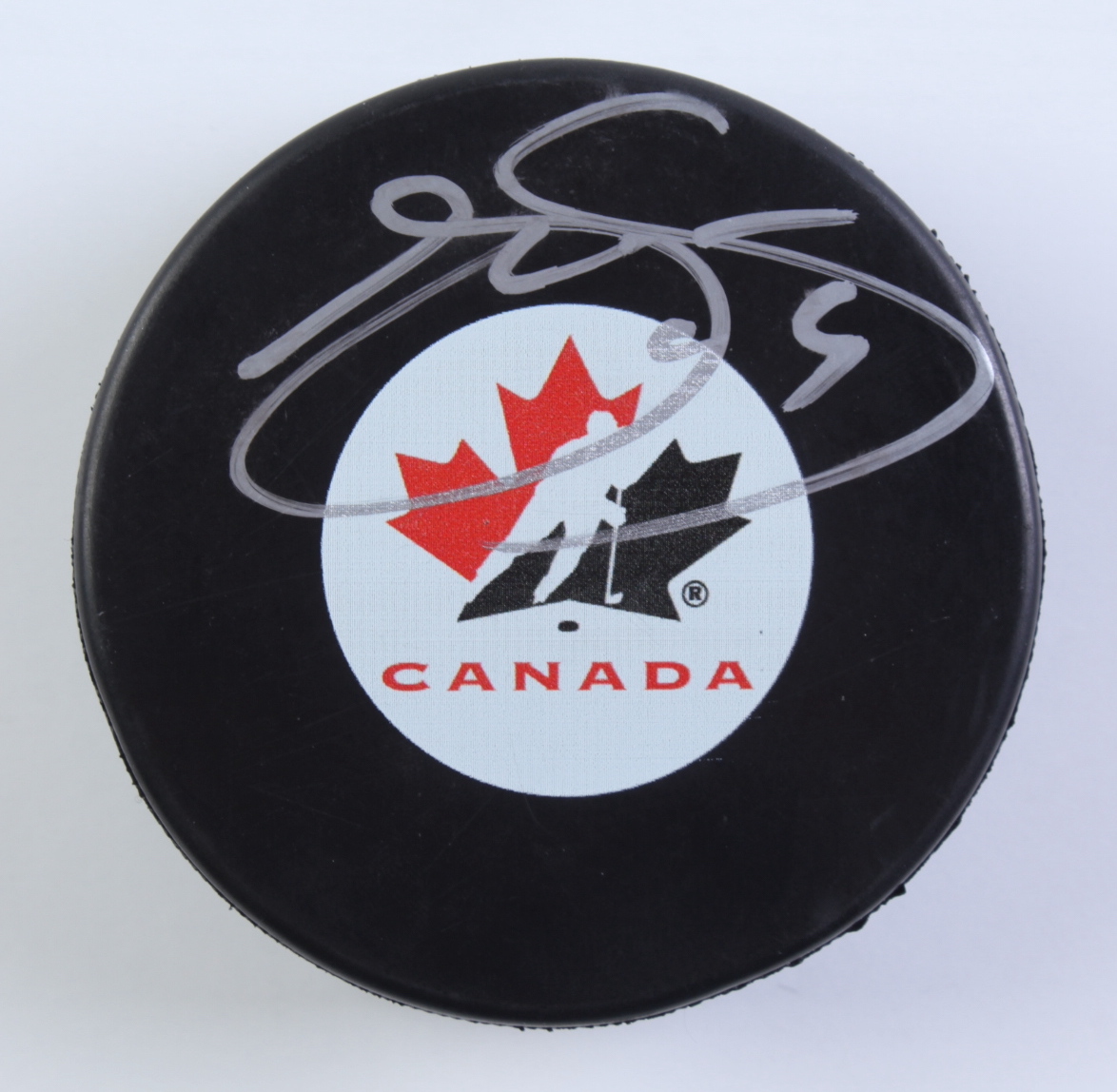 Joe Sakic Signed Team Canada Logo Hockey Puck (JSA) at PristineAuction.com Joe Sakic Signed Team Canada Logo Hockey Puck (JSA) at PristineAuction.com