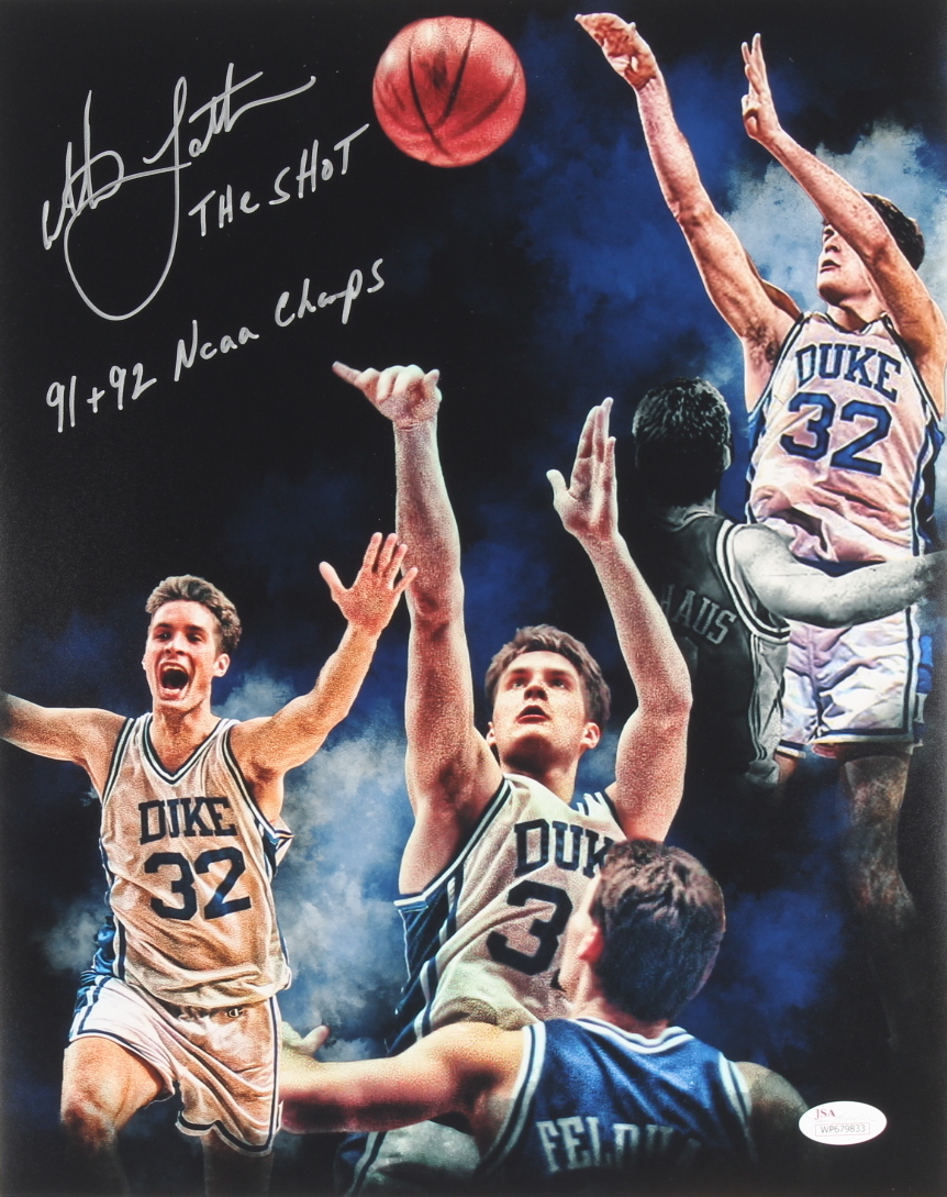 Christian Laettner Signed Duke Blue Devils 11x14 Photo Inscribed "The Shot" & "91 + 92 NCAA Champs" (JSA) at PristineAuction.com Christian Laettner Signed Duke Blue Devils 11x14 Photo Inscribed "The Shot" & "91 + 92 NCAA Champs" (JSA) at PristineAuction.com