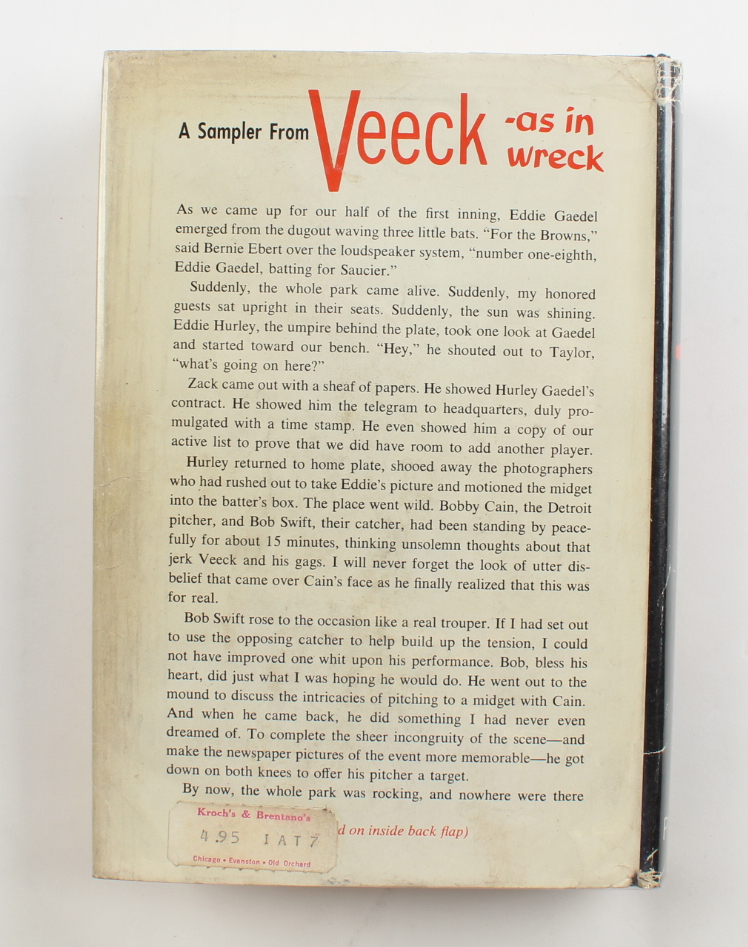 Bill Veeck Signed "Veeck- As In Wreck" Hardcover Book (Beckett) at PristineAuction.com Bill Veeck Signed "Veeck- As In Wreck" Hardcover Book (Beckett) at PristineAuction.com