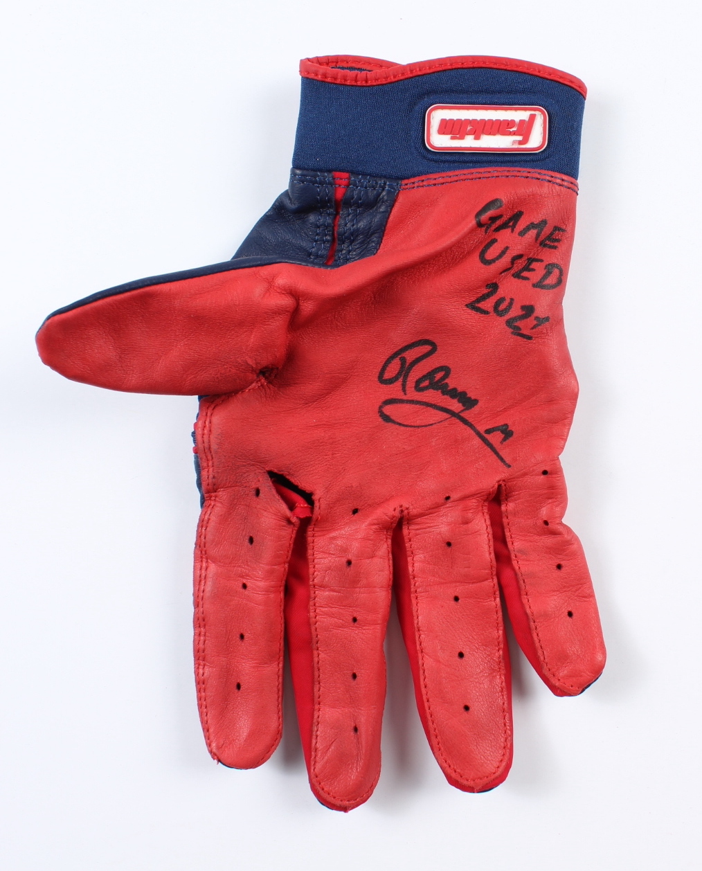 Ronny Mauricio Signed Game-Used Franklin Baseball Batting Glove Inscribed "Game Used 2021" (JSA) at PristineAuction.com Ronny Mauricio Signed Game-Used Franklin Baseball Batting Glove Inscribed "Game Used 2021" (JSA) at PristineAuction.com