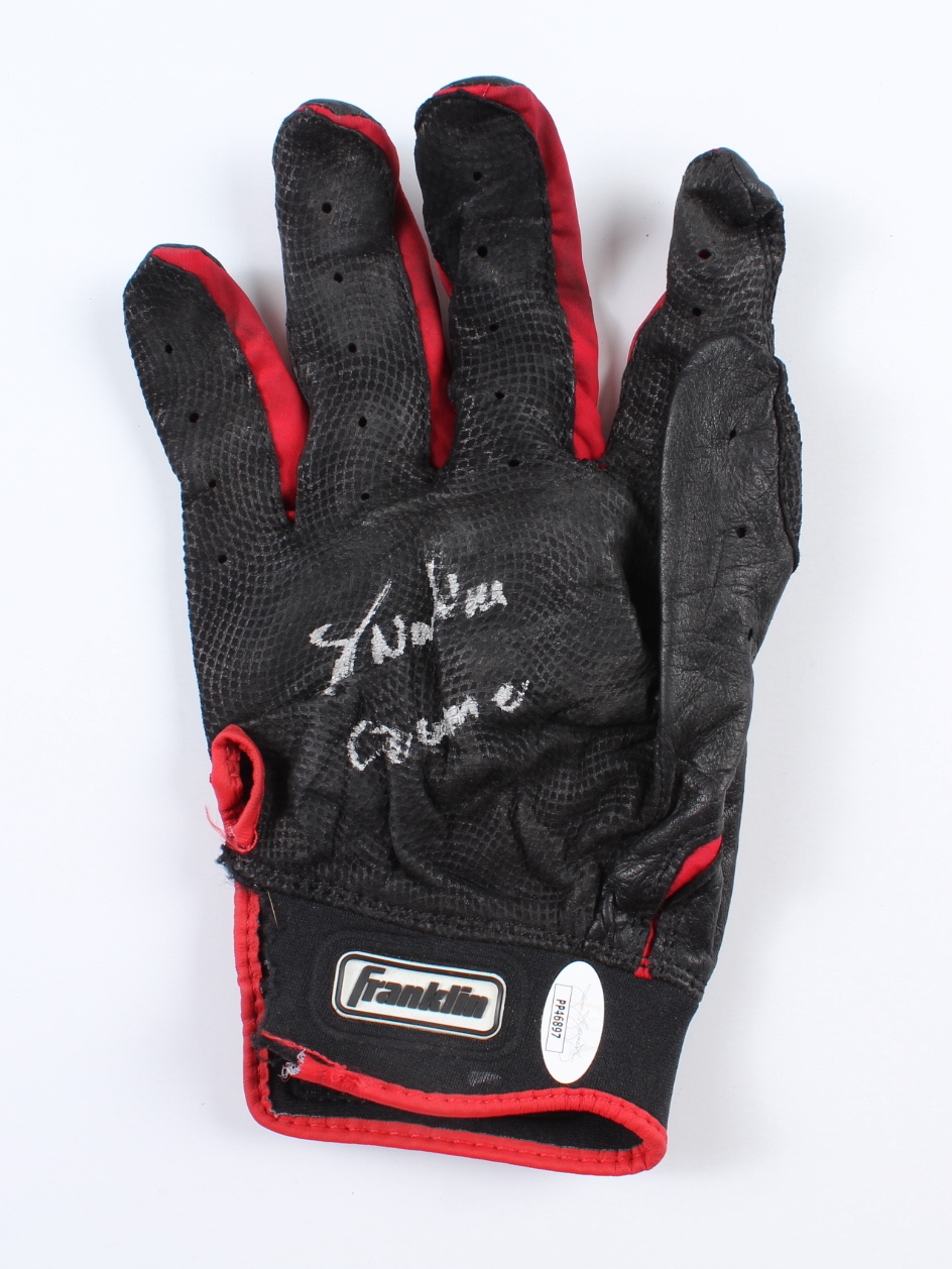 Noelvi Marte Signed Game-Used Franklin Baseball Batting Glove Inscribed "Game" (JSA) at PristineAuction.com Noelvi Marte Signed Game-Used Franklin Baseball Batting Glove Inscribed "Game" (JSA) at PristineAuction.com