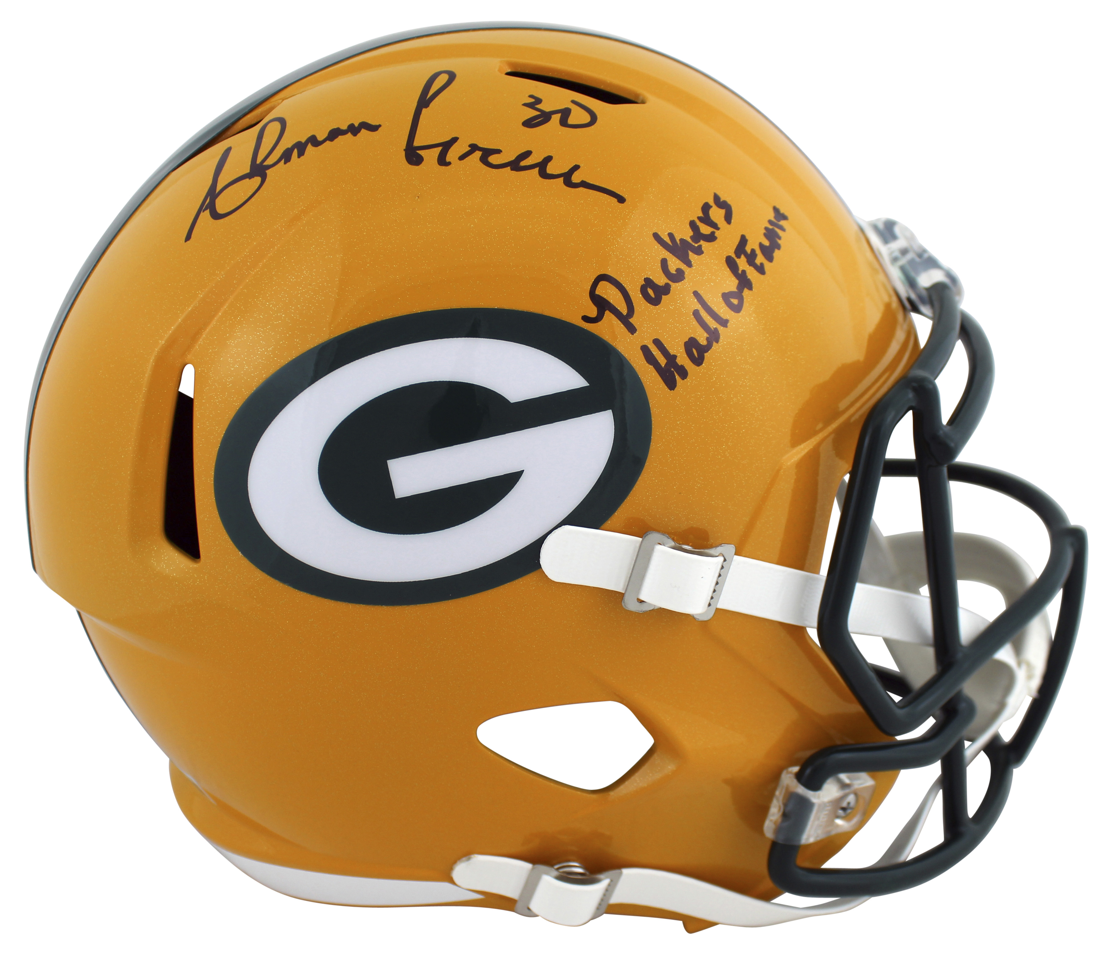 Ahman Green Signed Packers Full-Size Speed Helmet Inscribed "Packers Hall of Fame" (Beckett) at PristineAuction.com Ahman Green Signed Packers Full-Size Speed Helmet Inscribed "Packers Hall of Fame" (Beckett) at PristineAuction.com