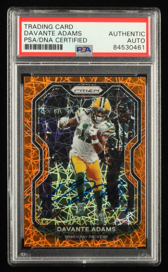 Davante Adams Signed 2020 Panini Prizm Prizms Orange Lazer #205 (PSA) at PristineAuction.com Davante Adams Signed 2020 Panini Prizm Prizms Orange Lazer #205 (PSA) at PristineAuction.com