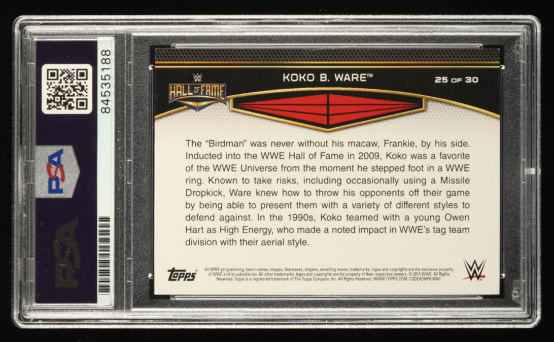 Koko B. Ware Signed 2015 Topps WWE Road to WrestleMania Hall of Fame #25 (PSA) at PristineAuction.com Koko B. Ware Signed 2015 Topps WWE Road to WrestleMania Hall of Fame #25 (PSA) at PristineAuction.com