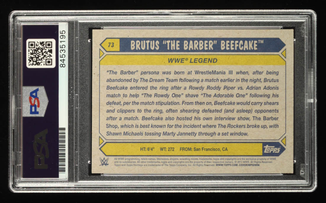 Brutus "The Barber" Beefcake Signed 2017 Topps Heritage WWE L #73 (PSA) at PristineAuction.com Brutus "The Barber" Beefcake Signed 2017 Topps Heritage WWE L #73 (PSA) at PristineAuction.com