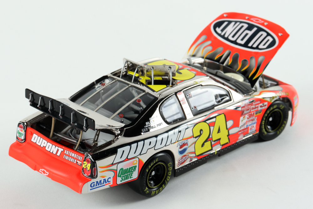 Jeff Gordon LE NASCAR #24 DuPont / HMS 100th Victory Platinum 2001 Monte Carlo Elite 1:24 Scale Diecast Car at PristineAuction.com Jeff Gordon LE NASCAR #24 DuPont / HMS 100th Victory Platinum 2001 Monte Carlo Elite 1:24 Scale Diecast Car at PristineAuction.com