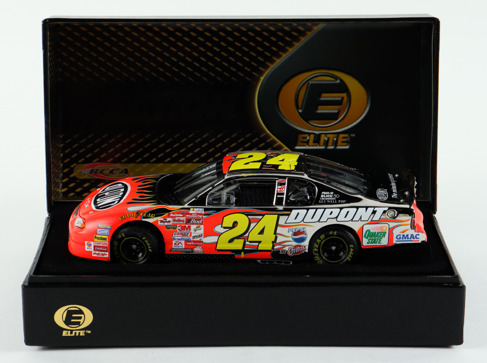 Jeff Gordon LE NASCAR #24 DuPont / HMS 100th Victory Platinum 2001 Monte Carlo Elite 1:24 Scale Diecast Car at PristineAuction.com Jeff Gordon LE NASCAR #24 DuPont / HMS 100th Victory Platinum 2001 Monte Carlo Elite 1:24 Scale Diecast Car at PristineAuction.com