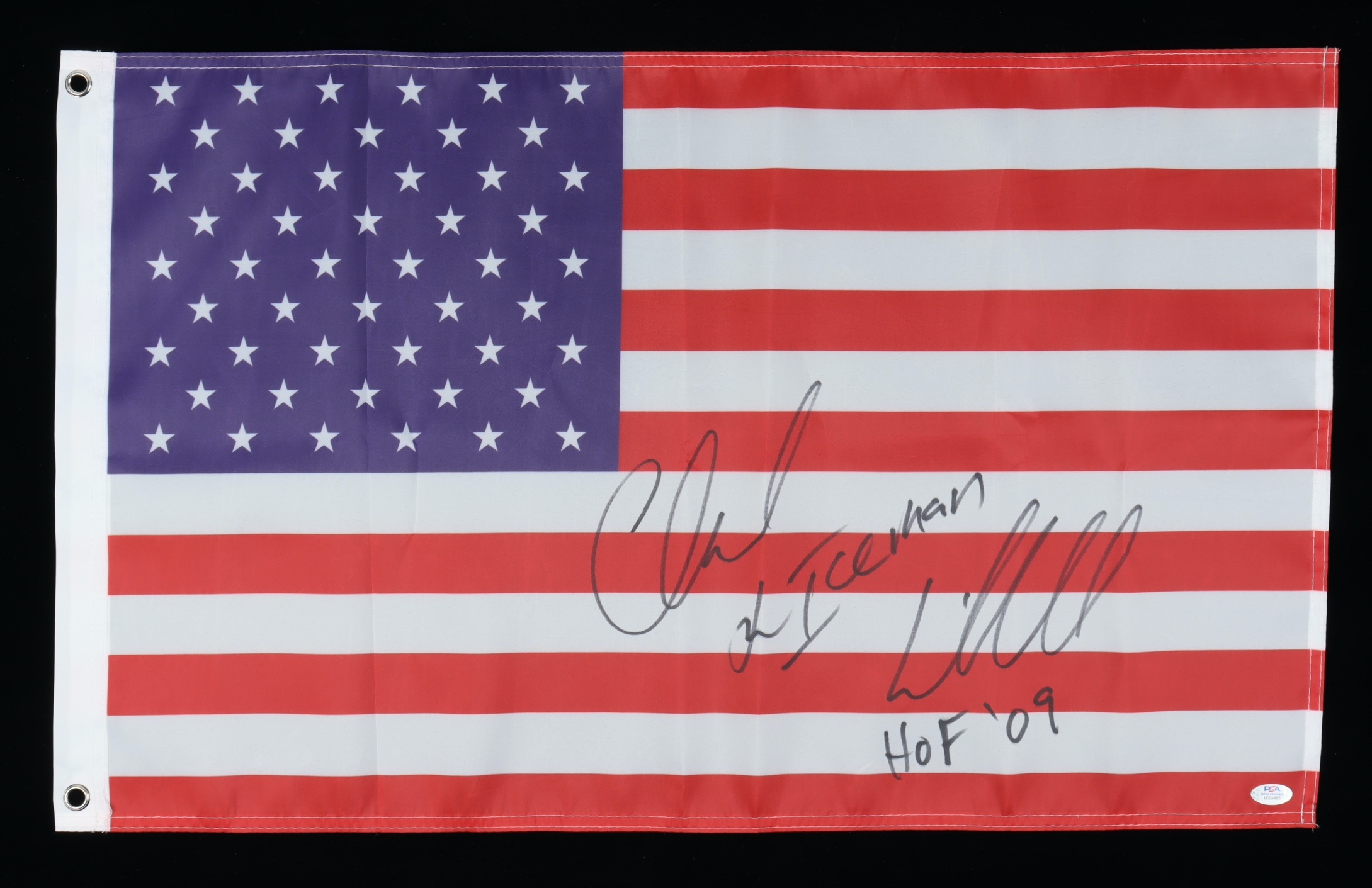 Chuck "The Iceman" Liddell Signed American Flag Cornerman Flag Inscribed "HOF '09" (PSA) at PristineAuction.com Chuck "The Iceman" Liddell Signed American Flag Cornerman Flag Inscribed "HOF '09" (PSA) at PristineAuction.com