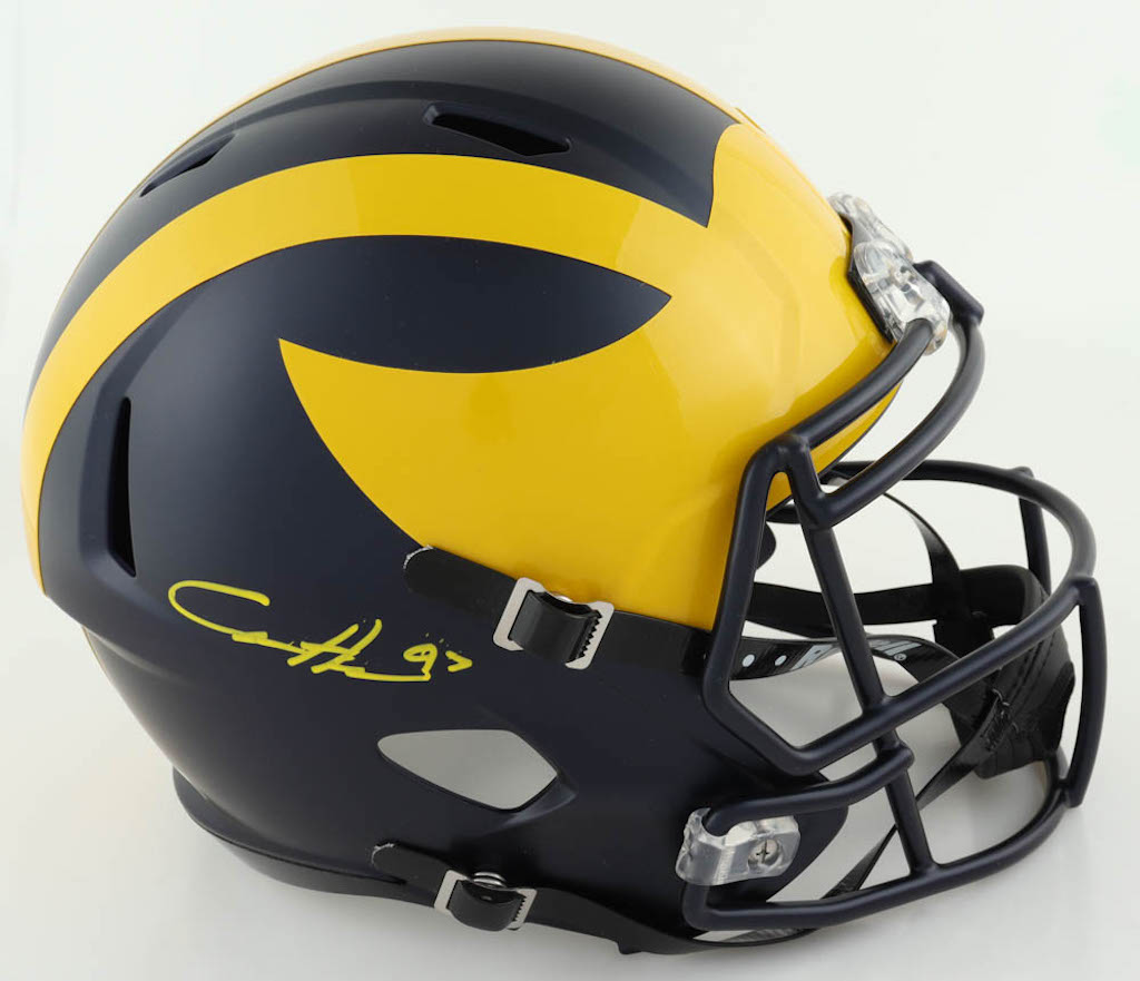 Aidan Hutchinson Signed Michigan Wolverines Full-Size Speed Helmet (Beckett) at PristineAuction.com Aidan Hutchinson Signed Michigan Wolverines Full-Size Speed Helmet (Beckett) at PristineAuction.com
