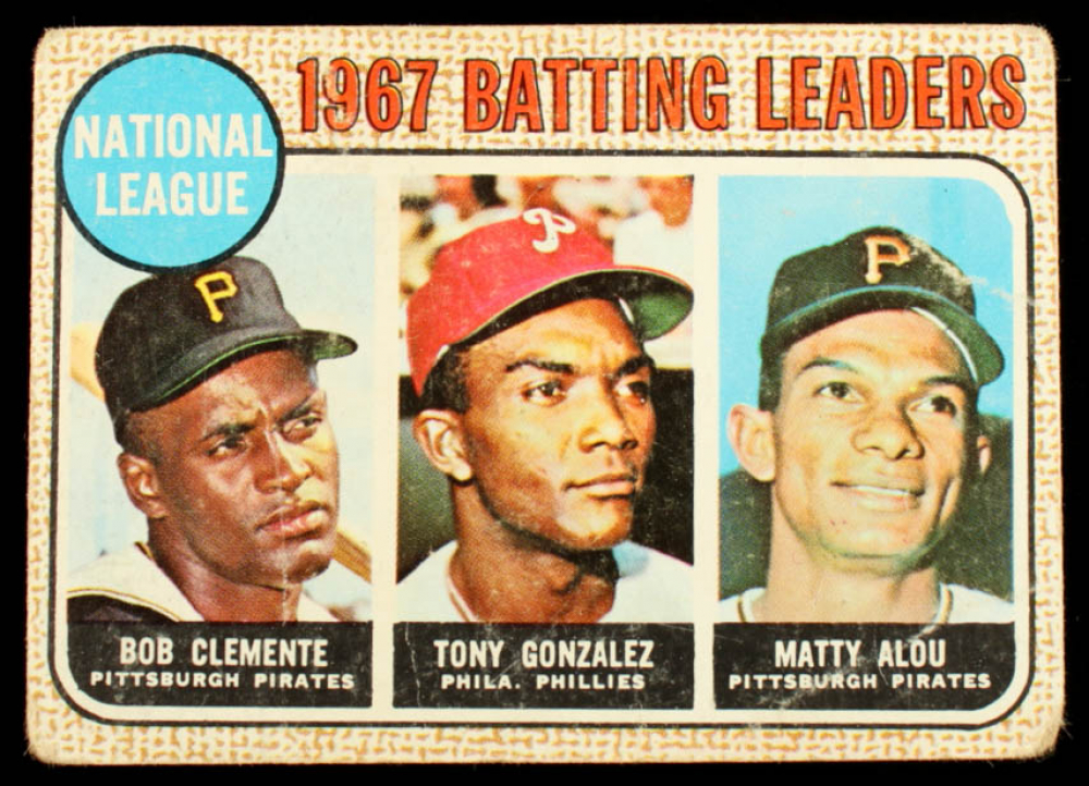 Bob Clemente / Tony Gonzalez / Matty Alou 1968 Topps Venezuelan NL Batting Leaders #1