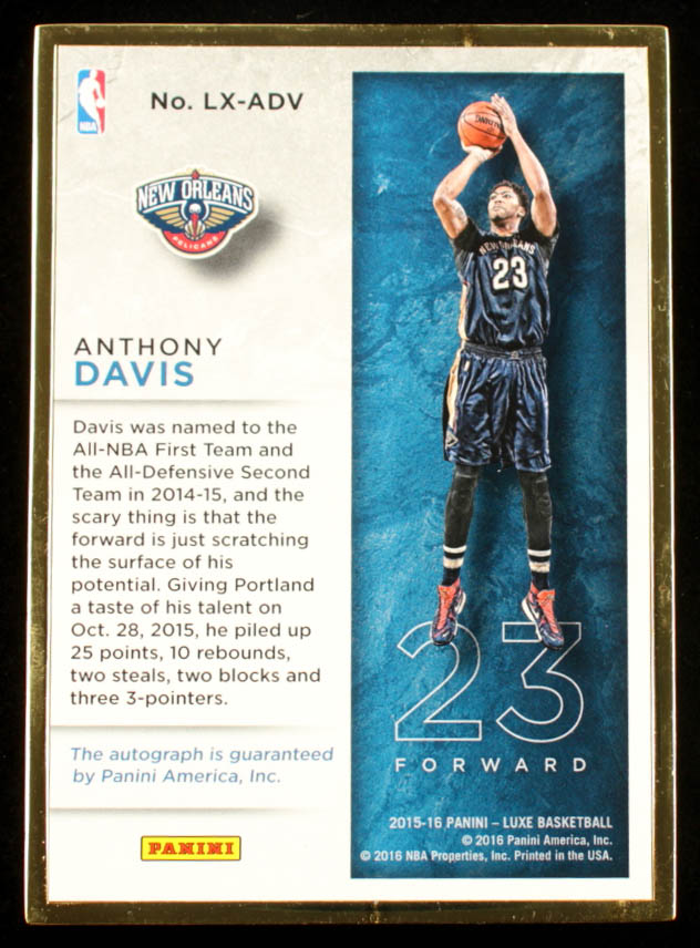 Anthony Davis 2015-16 Panini Luxe Autographs Gold #46 #10/10 at PristineAuction.com Anthony Davis 2015-16 Panini Luxe Autographs Gold #46 #10/10 at PristineAuction.com