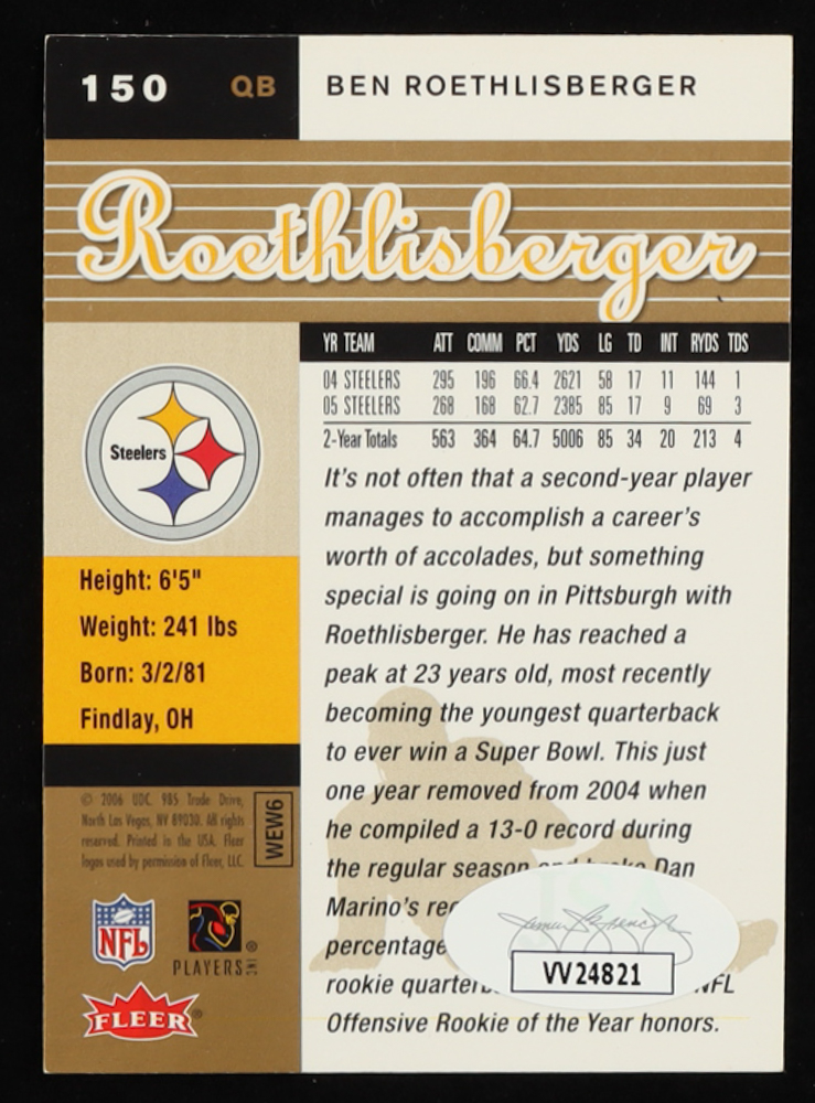 Ben Roethlisberger Signed 2006 Ultra Gold Medallion #150 (JSA) at PristineAuction.com Ben Roethlisberger Signed 2006 Ultra Gold Medallion #150 (JSA) at PristineAuction.com