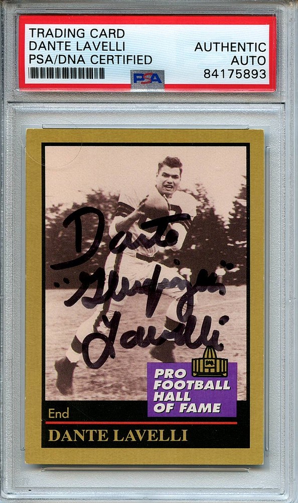 Dante "Gluefingers" Lavelli Signed 1991 ENOR Pro Football HOF #85 (PSA) at PristineAuction.com Dante "Gluefingers" Lavelli Signed 1991 ENOR Pro Football HOF #85 (PSA) at PristineAuction.com