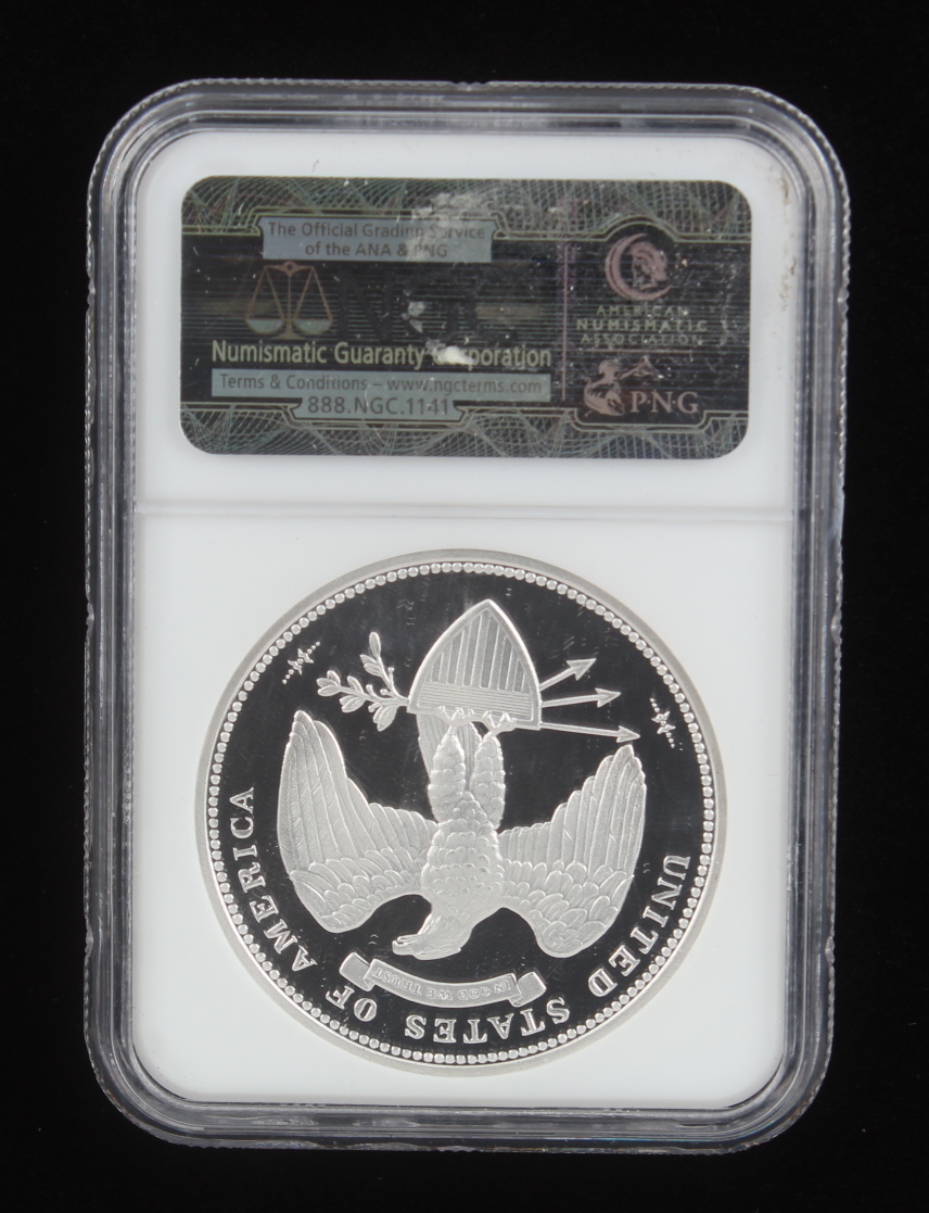 2008 Private Issue George T. Morgan Union 1876 Design $100 One Hundred Dollar Silver Coin (NGC Gem Proof) at PristineAuction.com 2008 Private Issue George T. Morgan Union 1876 Design $100 One Hundred Dollar Silver Coin (NGC Gem Proof) at PristineAuction.com