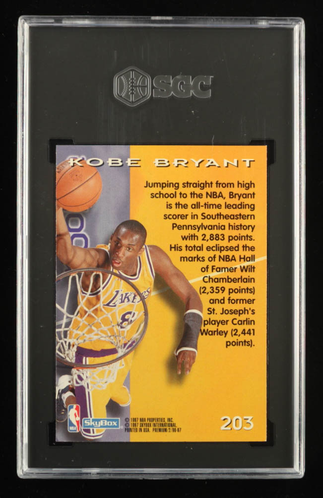 Kobe Bryant 1996-97 SkyBox Premium #203 RC (SGC 9) at PristineAuction.com Kobe Bryant 1996-97 SkyBox Premium #203 RC (SGC 9) at PristineAuction.com