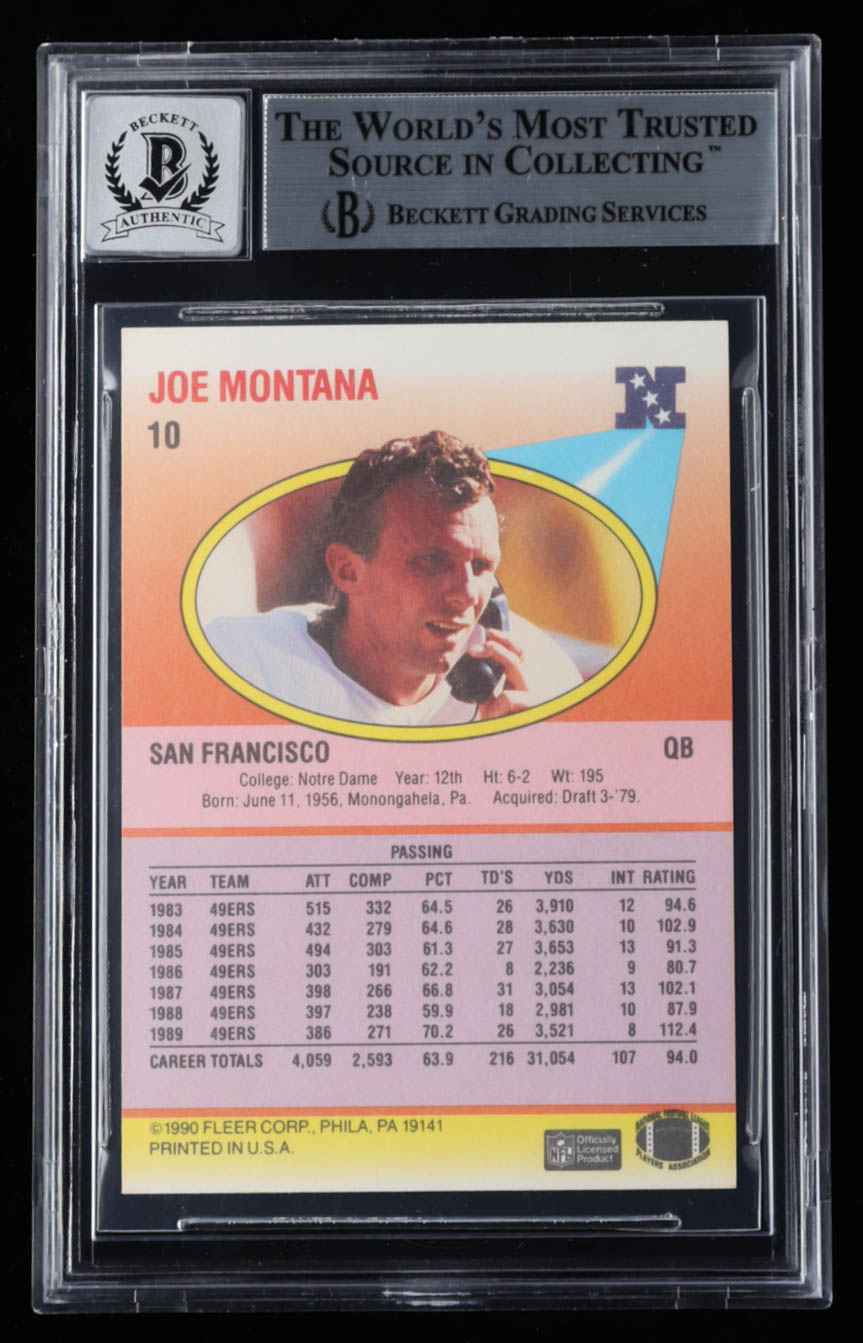Joe Montana Signed 1990 Fleer #10B (BGS) at PristineAuction.com Joe Montana Signed 1990 Fleer #10B (BGS) at PristineAuction.com