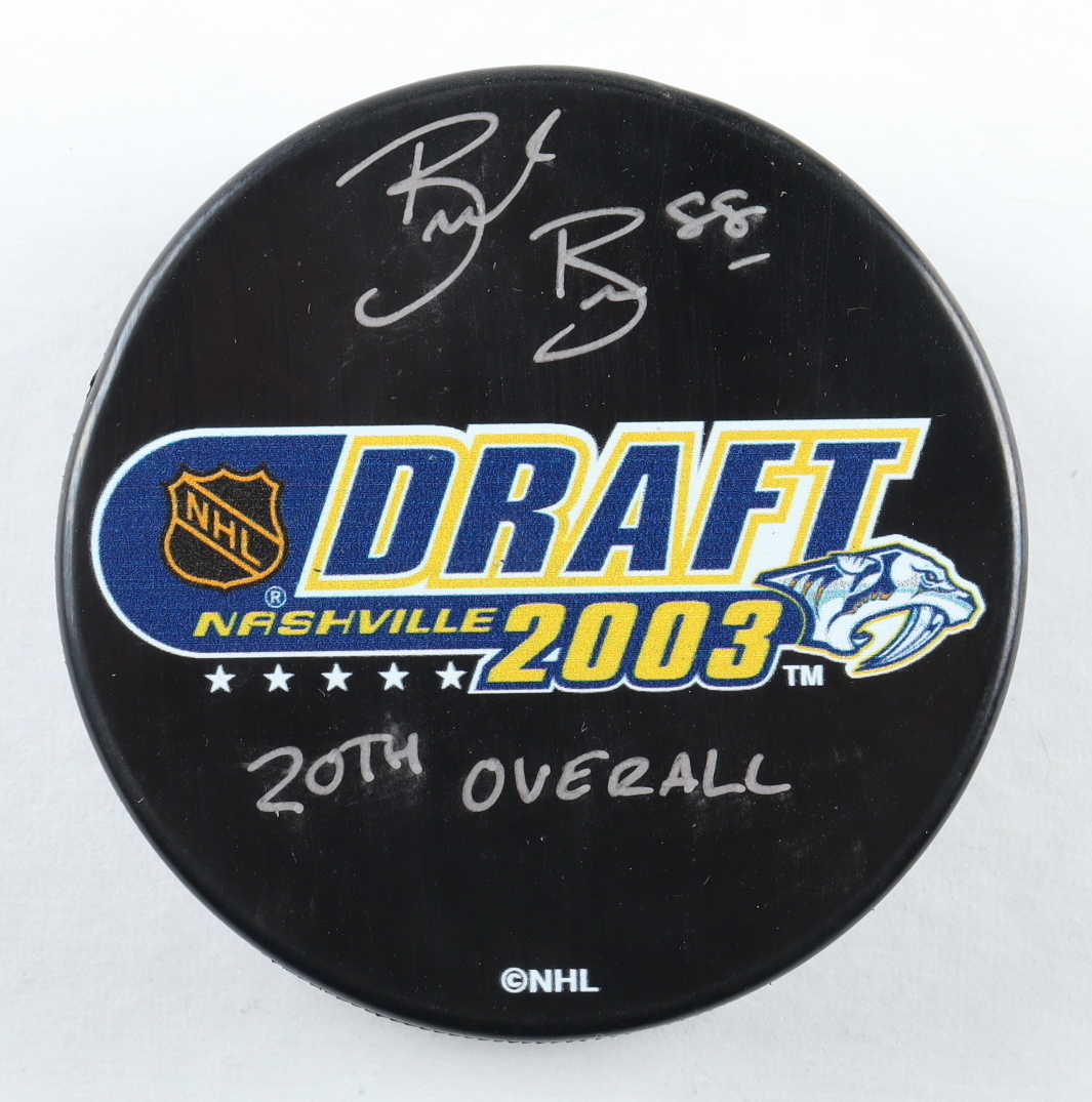 Brent Burns Signed 2003 NHL Draft Logo Hockey Puck Inscribed "20th Overall" (Burns) at PristineAuction.com Brent Burns Signed 2003 NHL Draft Logo Hockey Puck Inscribed "20th Overall" (Burns) at PristineAuction.com