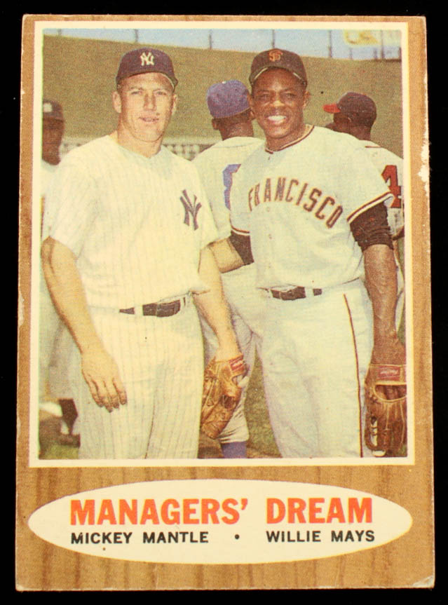 Mickey Mantle / Willie Mays 1962 Topps #18 Managers Dream at PristineAuction.com Mickey Mantle / Willie Mays 1962 Topps #18 Managers Dream at PristineAuction.com