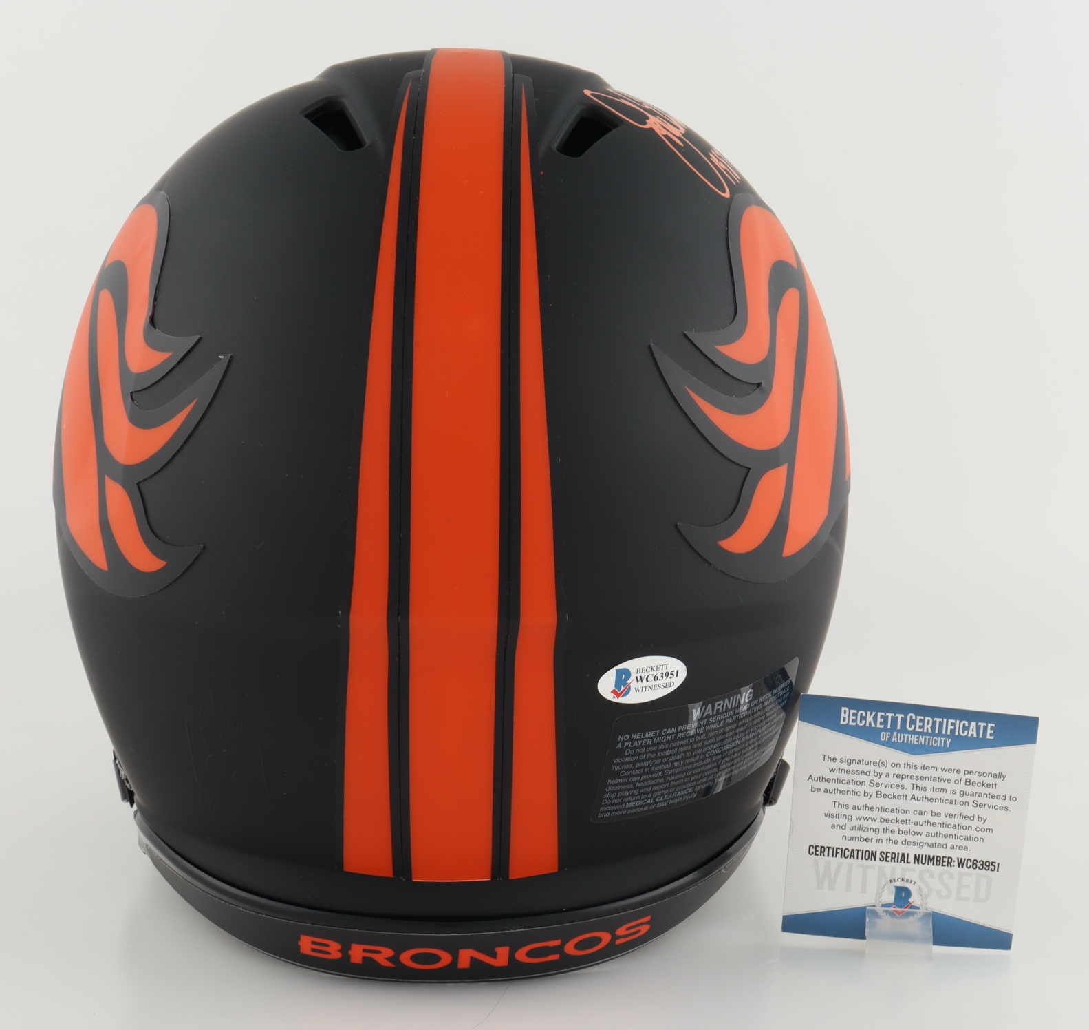 John Elway Signed Broncos Full-Size Authentic On-Field Eclipse Alternate Speed Helmet Inscribed "1987 NFL MVP" (Beckett) at PristineAuction.com John Elway Signed Broncos Full-Size Authentic On-Field Eclipse Alternate Speed Helmet Inscribed "1987 NFL MVP" (Beckett) at PristineAuction.com