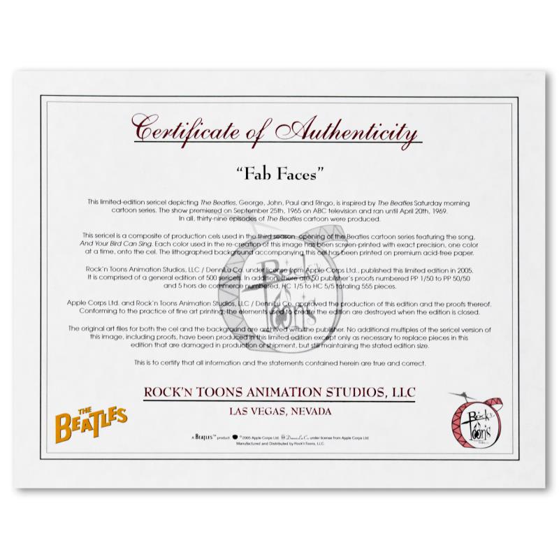 The Beatles "Fab Faces" LE 18x18 Matted Sericel (Artova) at PristineAuction.com The Beatles "Fab Faces" LE 18x18 Matted Sericel (Artova) at PristineAuction.com